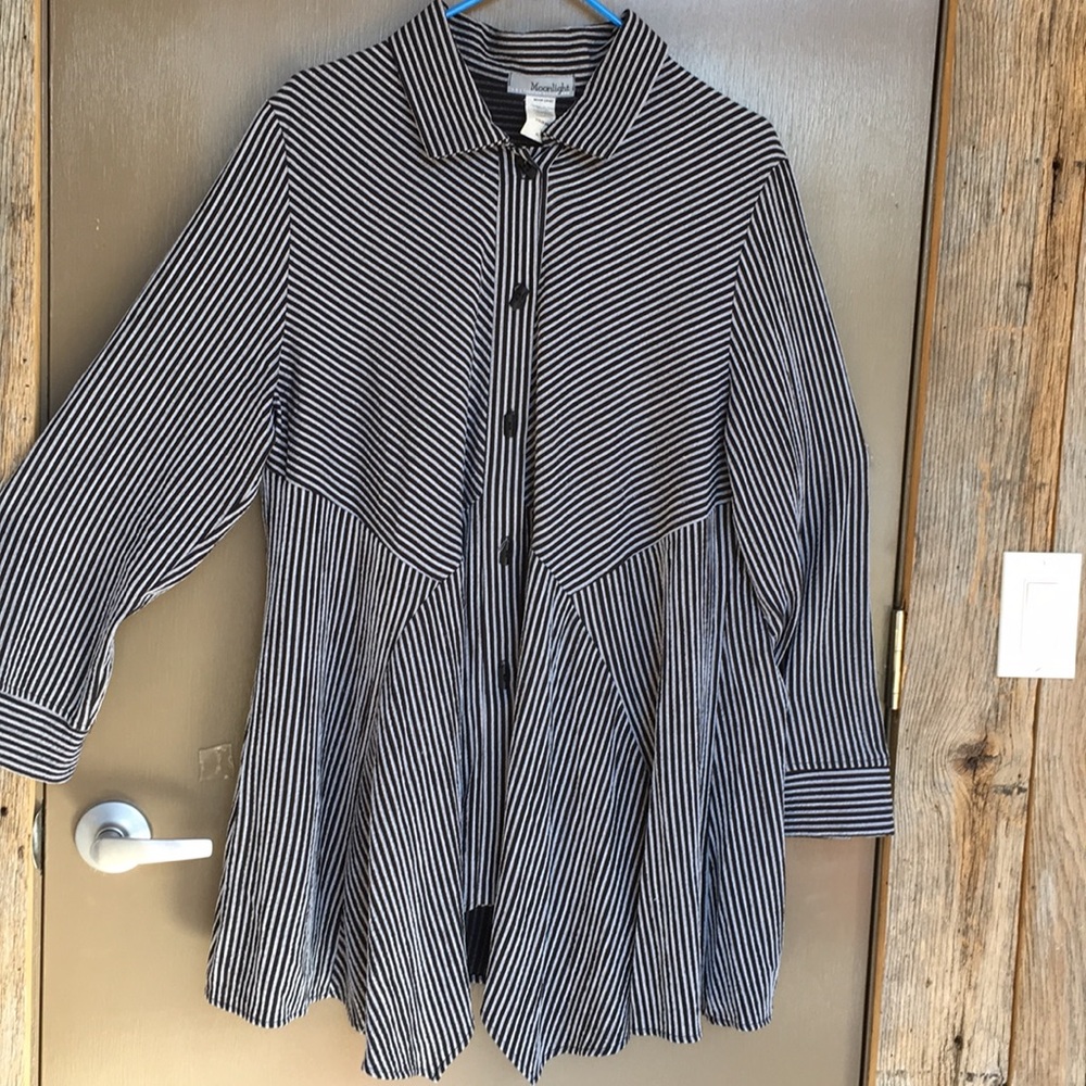 Black & White stripe top XL Boho Style